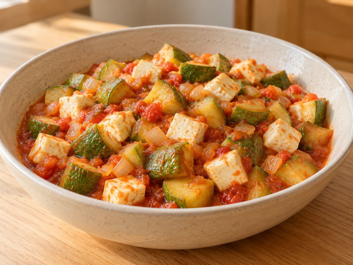 토마토소스 호박에 파넬라 치즈를 섞은 칼라바시타스